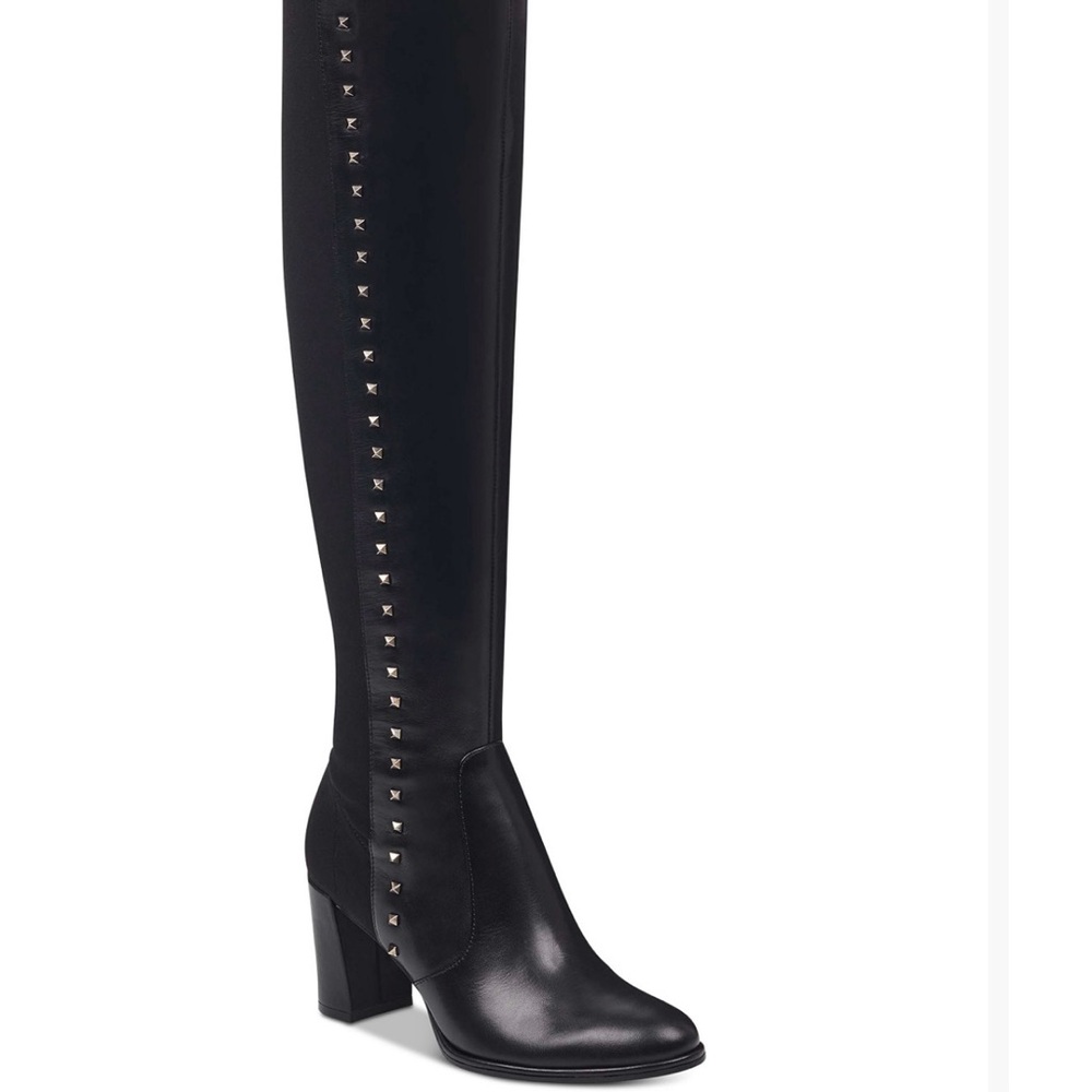 Marc Fisher Studded Over The Knee Leather Black Boots Women Size 7